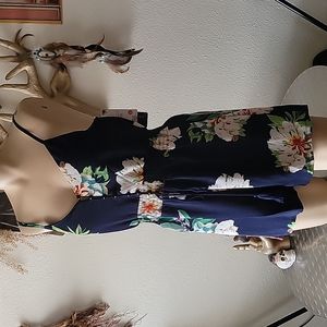 Tassel Tie Button Front Floral Romper